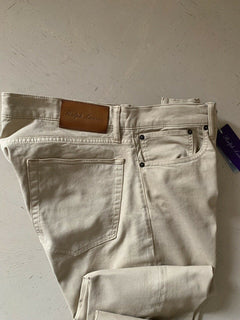 Neu mit Etikett: 395 $ Ralph Lauren Purple Label Herrenjeanshose Slim Fit Beige 34/32L US
