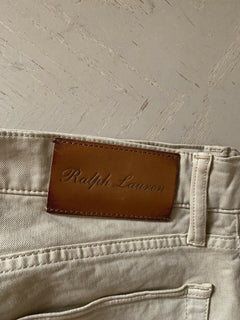 Neu mit Etikett: 395 $ Ralph Lauren Purple Label Herrenjeanshose Slim Fit Beige 34/32L US