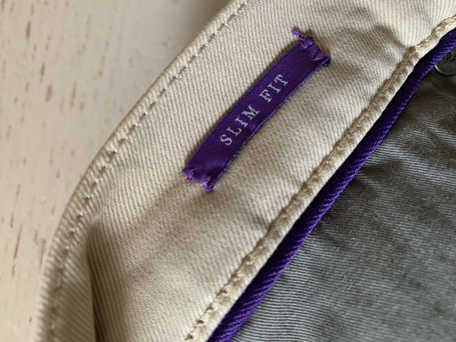 Neu mit Etikett: 395 $ Ralph Lauren Purple Label Herrenjeanshose Slim Fit Beige 34/32L US