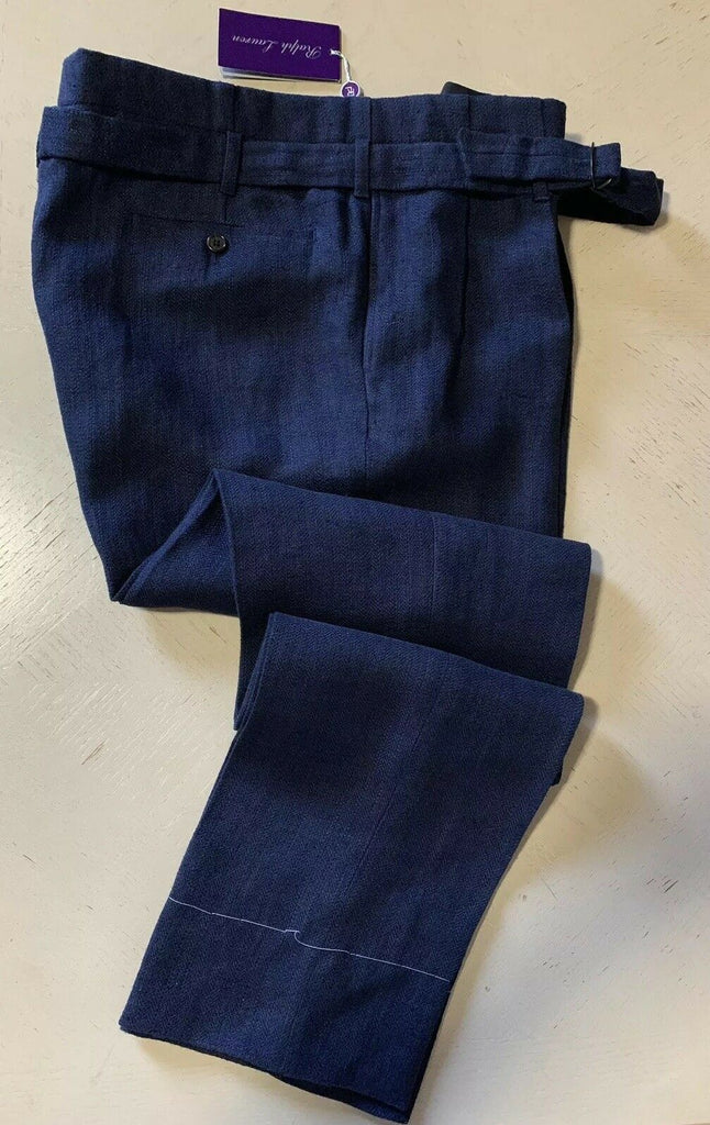 Neu mit Etikett: 595 $ Ralph Lauren Purple Label Herren-Leinenhose Navy 38 US (54 Euro) Italien