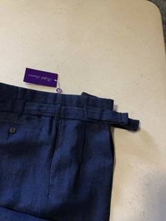 Neu mit Etikett: 595 $ Ralph Lauren Purple Label Herren-Leinenhose Navy 38 US (54 Euro) Italien