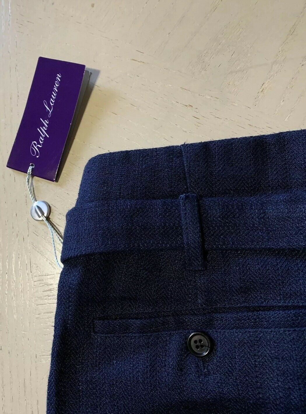 Neu mit Etikett: 595 $ Ralph Lauren Purple Label Herren-Leinenhose Navy 38 US (54 Euro) Italien