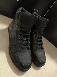 Neu $850 Ralph Lauren Purple Label Herren High Top Sneakers Schuhe Schwarz 11,5 US Ita