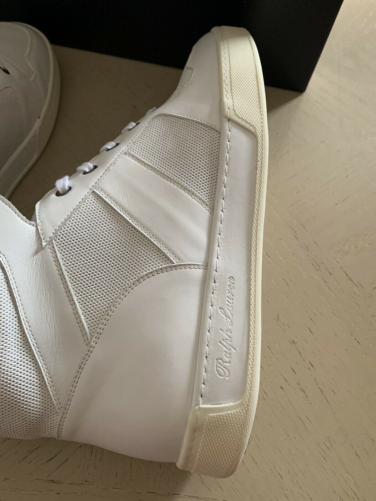 New $850 Ralph Lauren Purple Label Men High Top Sneakers Shoes White 11.5 US Ita