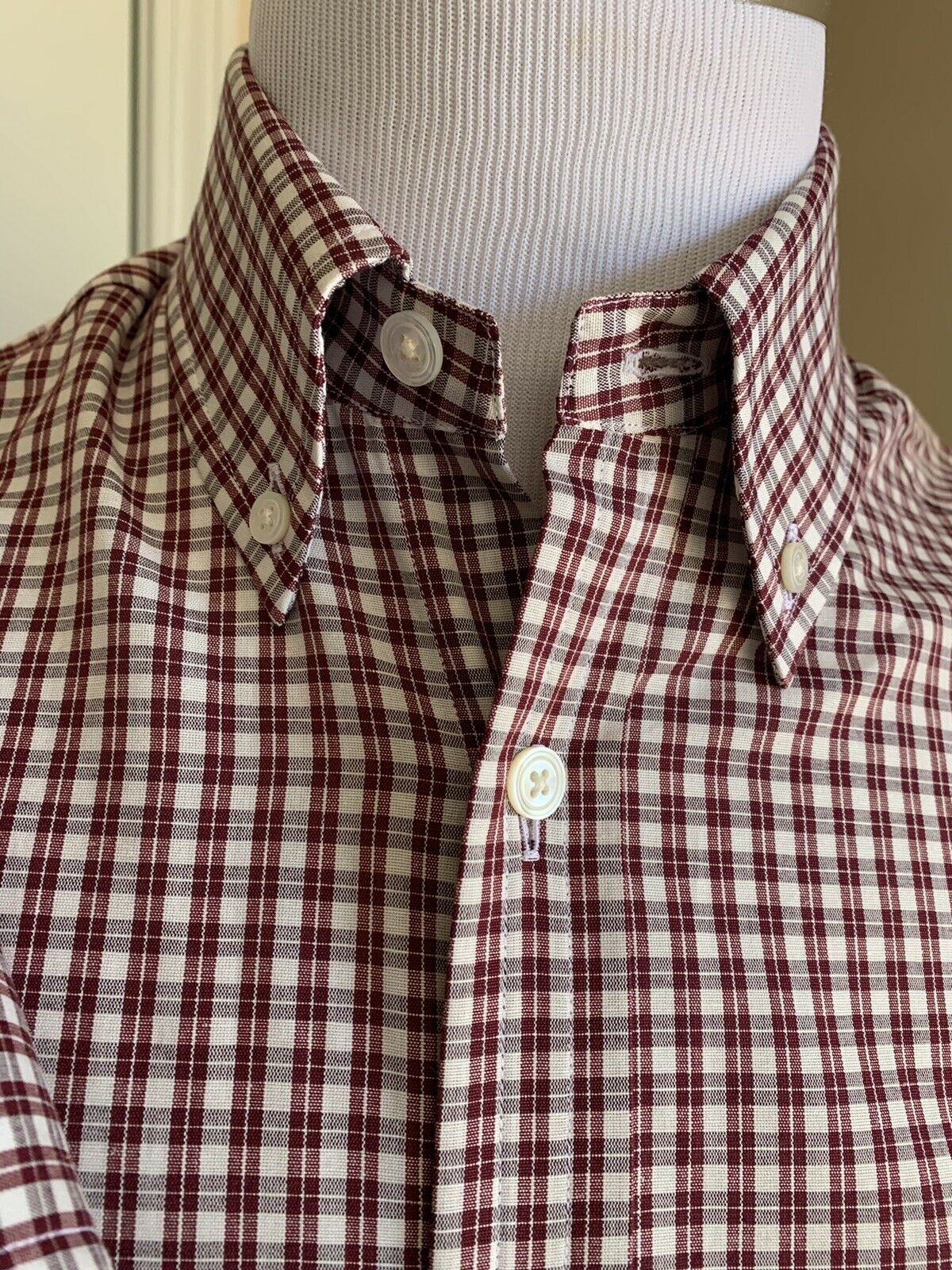 NWT $240 Dunhill Mens Dress Shirt DK Red/White Size S