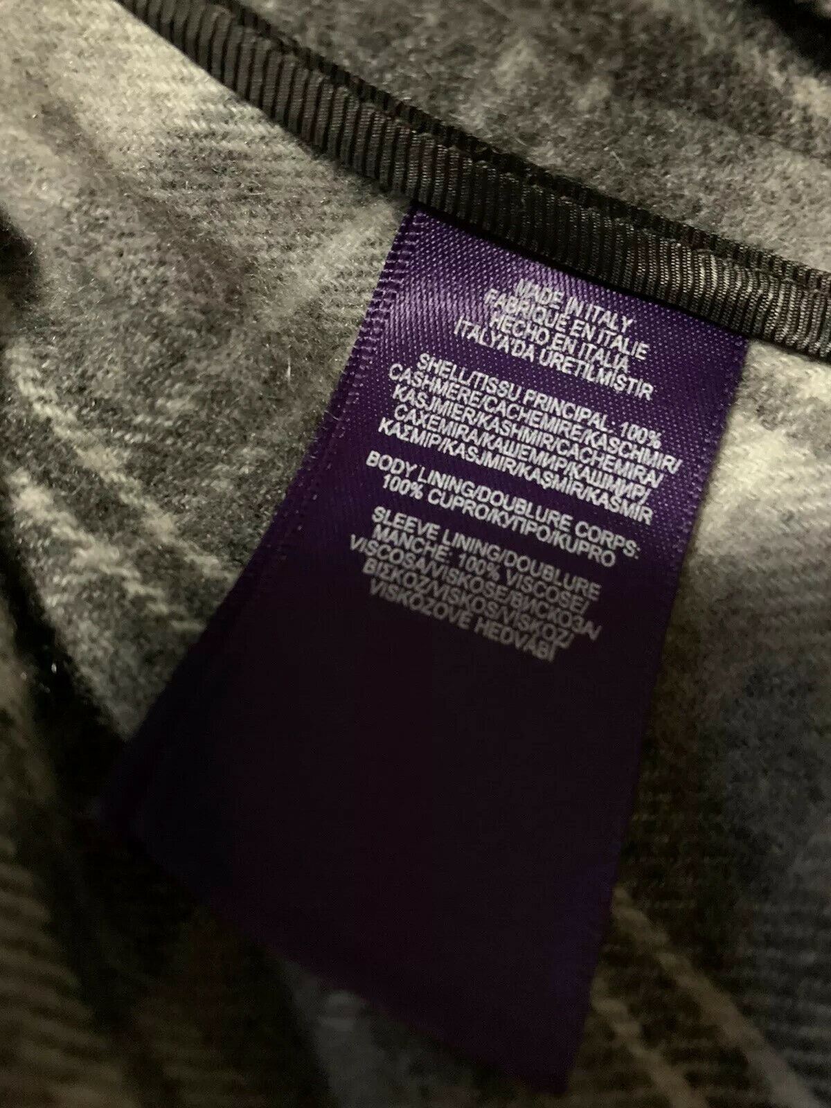 New$5995 Ralph Lauren Purple Label Men Cashmere Over Coat Gray Size 38 US Italy