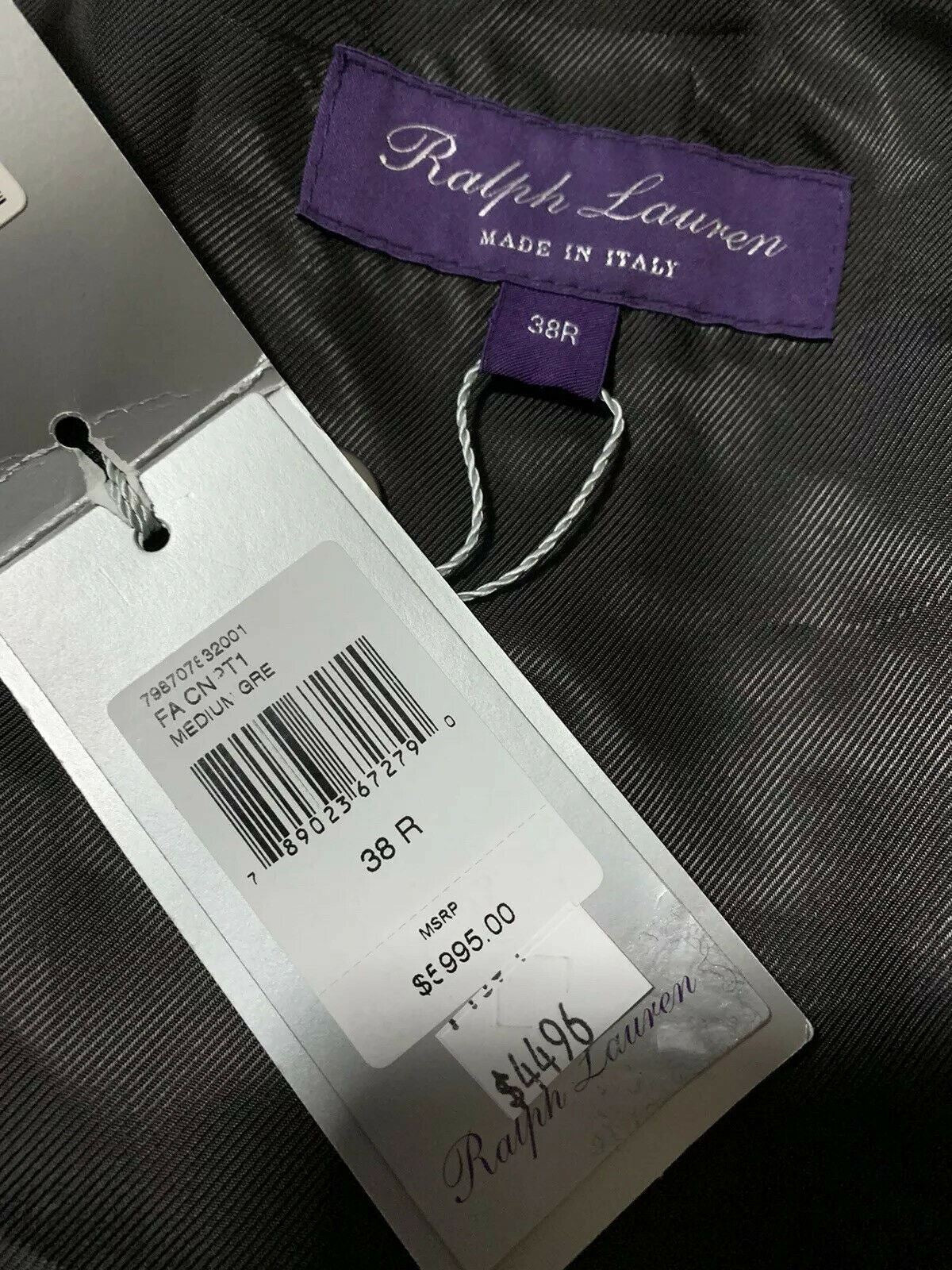 New$5995 Ralph Lauren Purple Label Men Cashmere Over Coat Gray Size 38 US Italy