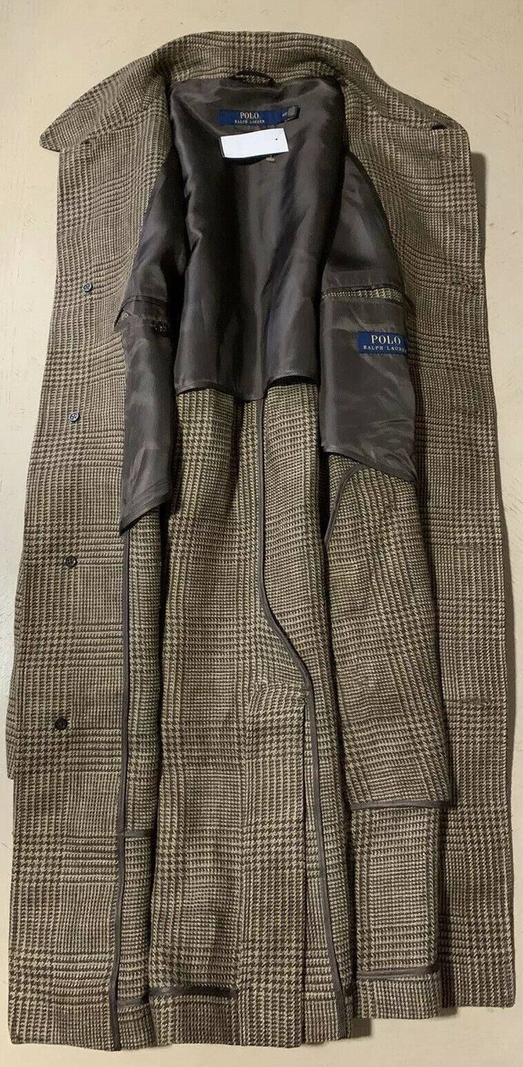 New$1195 Polo Ralph Lauren Men Linen/Silk Coat Trench Coat Brown 44R US