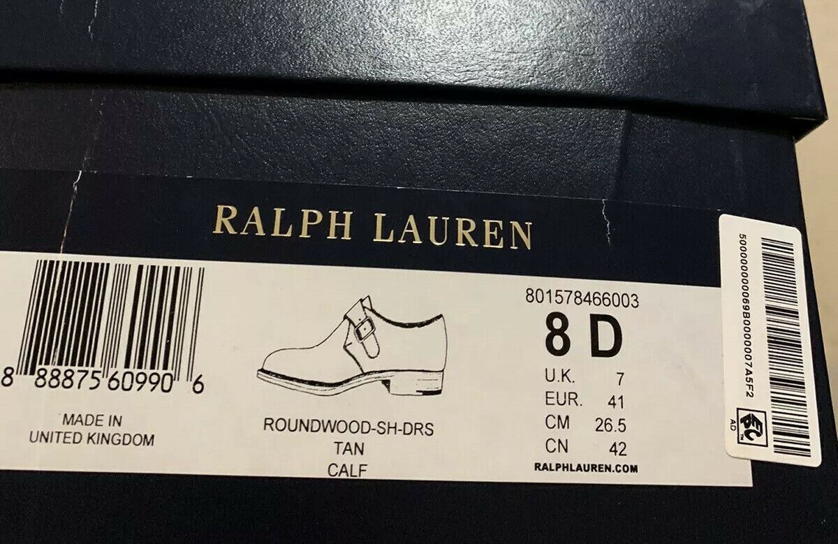 New $1100 Ralph Lauren Purple Label Men Cordovan Leather Monk Shoes Tun 8 US Eng