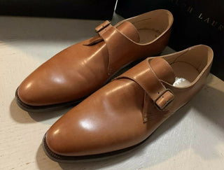 New $1100 Ralph Lauren Purple Label Men Cordovan Leather Monk Shoes Tun 8 US Eng