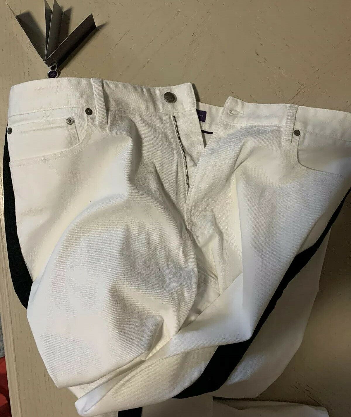 NWT $695 Ralph Lauren Purple Label Mens Jeans Pants White/Black 40/32L Italy