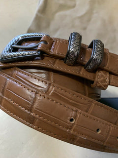 New $3150 Bottega Veneta Mens Crocodile Belt 509419 Brown 105/42 Italy