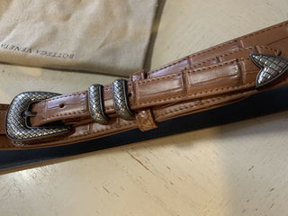 New $3150 Bottega Veneta Mens Crocodile Belt 509419 Brown 105/42 Italy