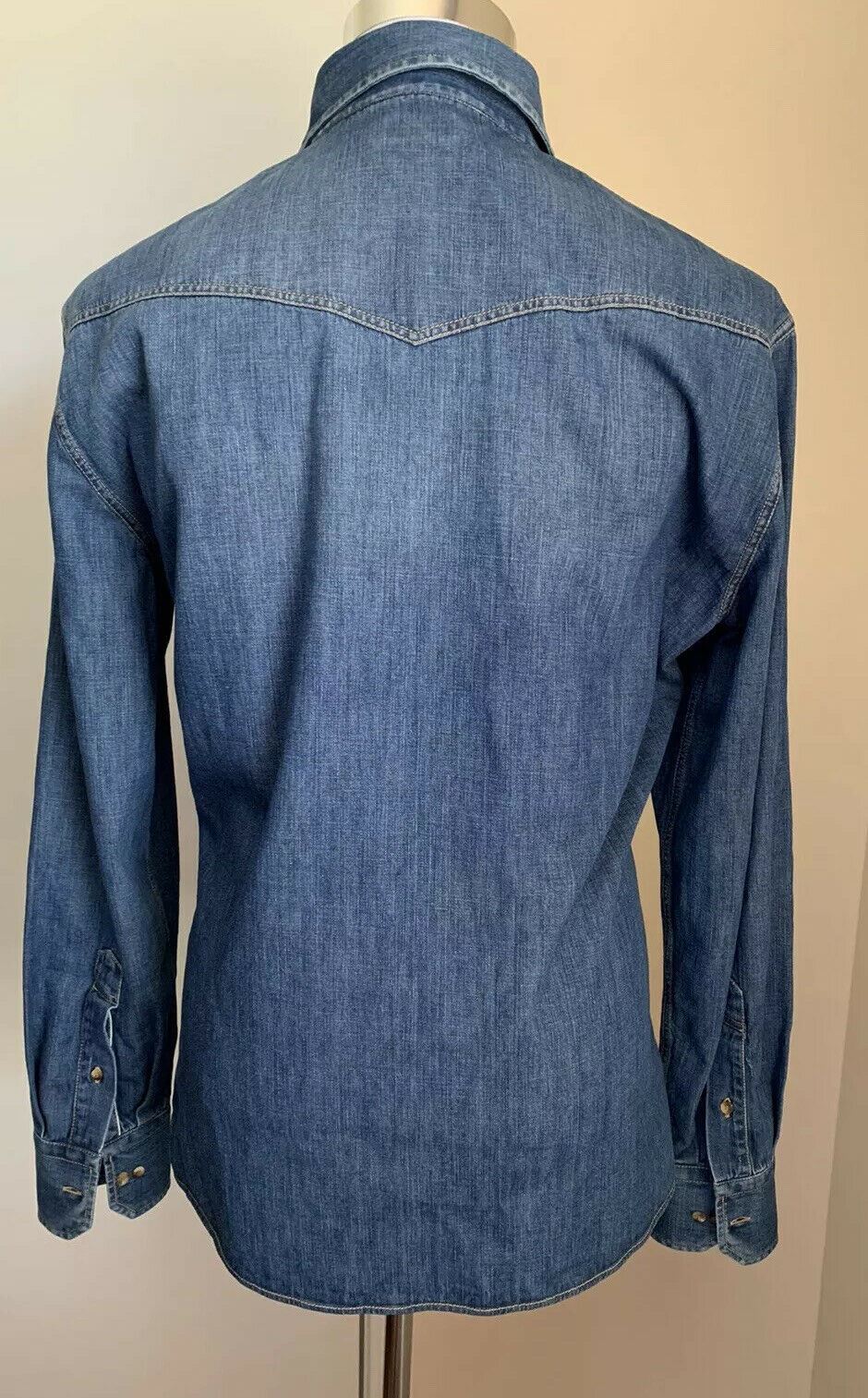 Neu mit Etikett: 795 $ Brunello Cucinelli Herrenjeans Westernhemd Leisure Fit Blau XL Italien