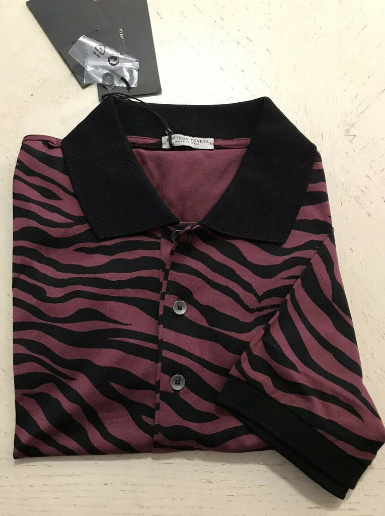 NWT $590 Bottega Veneta Mens Polo Shirt Black/Burgundy M US ( 50 Eu ) Italy