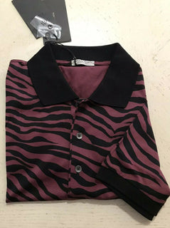 NWT $590 Bottega Veneta Mens Polo Shirt Black/Burgundy M US ( 50 Eu ) Italy