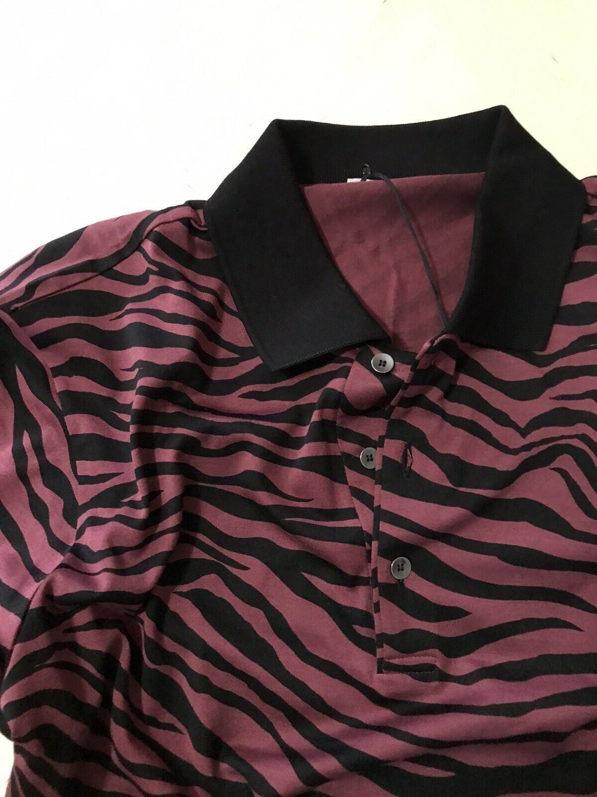 NWT $590 Bottega Veneta Mens Polo Shirt Black/Burgundy M US ( 50 Eu ) Italy