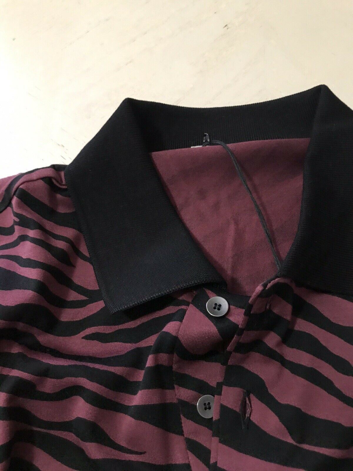 NWT $590 Bottega Veneta Mens Polo Shirt Black/Burgundy M US ( 50 Eu ) Italy