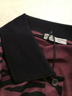 NWT $590 Bottega Veneta Mens Polo Shirt Black/Burgundy M US ( 50 Eu ) Italy