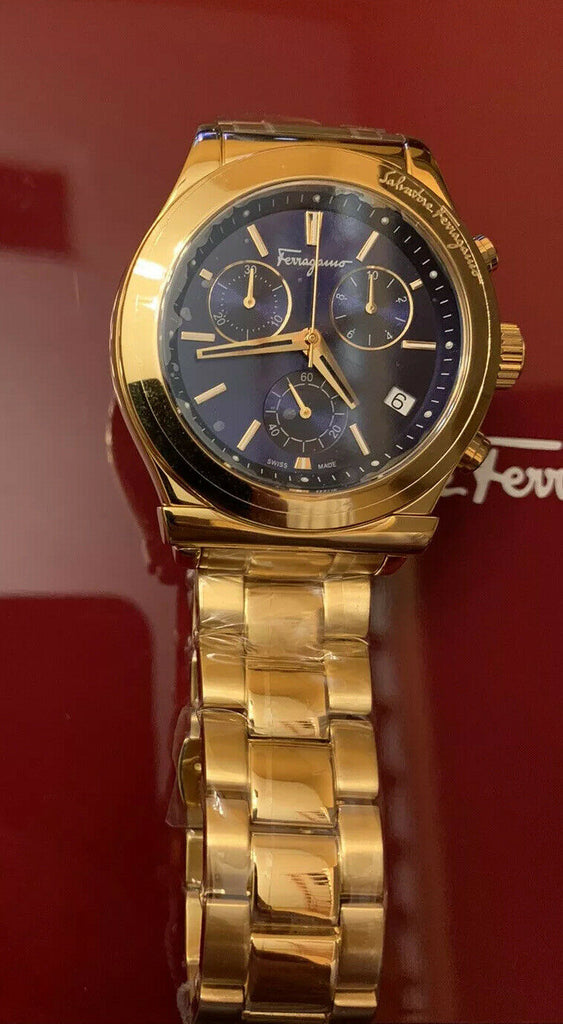 NIB $2150 Мужские часы Salvatore Ferragamo SFH6006 из нержавеющей стали, золото, Швейцария 