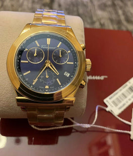 NIB $2150 Мужские часы Salvatore Ferragamo SFH6006 из нержавеющей стали, золото, Швейцария 