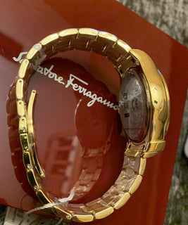 NIB $2150 Мужские часы Salvatore Ferragamo SFH6006 из нержавеющей стали, золото, Швейцария 