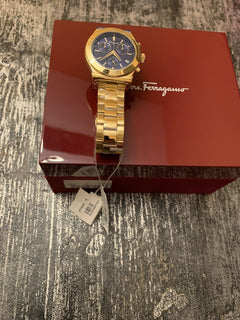 NIB $2150 Мужские часы Salvatore Ferragamo SFH6006 из нержавеющей стали, золото, Швейцария 
