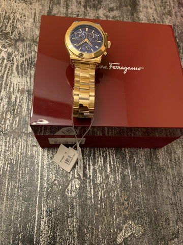 NIB $2150 Salvatore Ferragamo Men Watch SFH6006 Stainless Steel Gold Switzerland