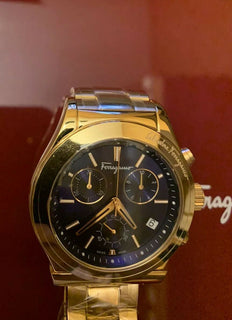 NIB $2150 Мужские часы Salvatore Ferragamo SFH6006 из нержавеющей стали, золото, Швейцария 