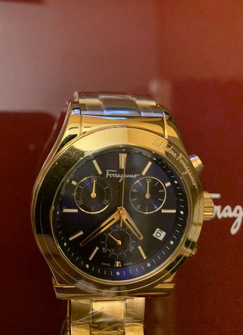 NIB $2150 Salvatore Ferragamo Men Watch SFH6006 Stainless Steel Gold Switzerland