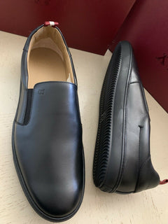 Neue $510 Bally Herren Orniel Leder Sneakers Schuhe Schwarz 10,5 US Schweiz