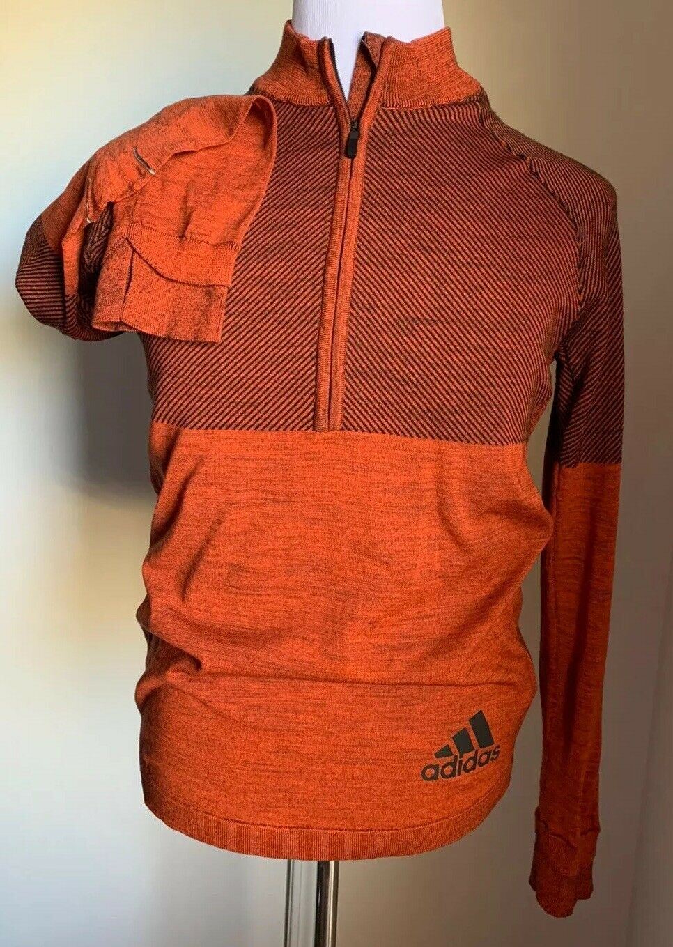 New $180 adidas Mens Quarter - Zip Sweater Red Size M