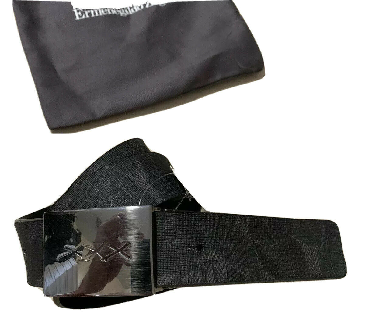 New $450 Ermenegildo Zegna Couture Mens Leather Belt DK Brown 32/85 Italy