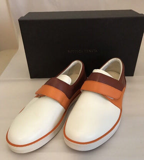 NIB Bottega Veneta Herren-Slip-on-Sneaker aus Leder, Persim/Russet, 8 US (41 EU), Italien