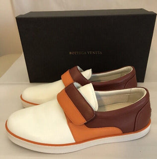 NIB Bottega Veneta Herren-Slip-on-Sneaker aus Leder, Persim/Russet, 8 US (41 EU), Italien