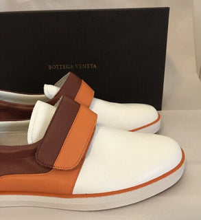 NIB Bottega Veneta Herren-Slip-on-Sneaker aus Leder, Persim/Russet, 8 US (41 EU), Italien