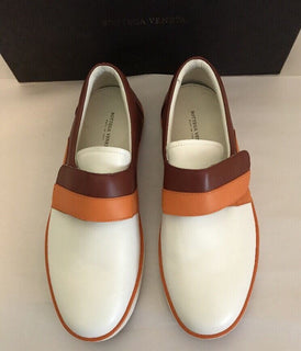 NIB Bottega Veneta Herren-Slip-on-Sneaker aus Leder, Persim/Russet, 8 US (41 EU), Italien