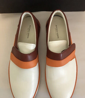 NIB Bottega Veneta Herren-Slip-on-Sneaker aus Leder, Persim/Russet, 8 US (41 EU), Italien