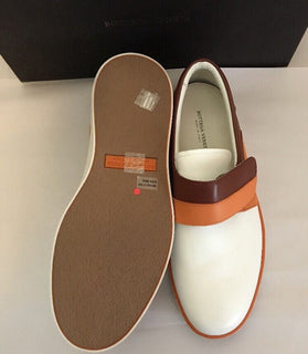 NIB Bottega Veneta Herren-Slip-on-Sneaker aus Leder, Persim/Russet, 8 US (41 EU), Italien