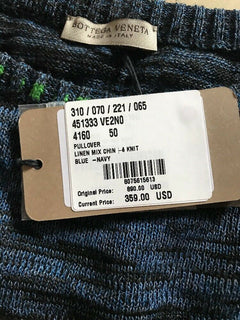 NWT $890 Bottega Veneta Mens Crewneck Sweater Blue/Navy 40 US ( 50 Eu ) Italy