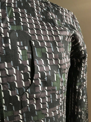 NWT $790 Bottega Veneta Linen Dress Shirt Black-Anthracite S ( 48 Eu ) Italy