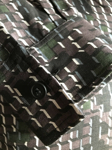 NWT $790 Bottega Veneta Linen Dress Shirt Black-Anthracite S ( 48 Eu ) Italy