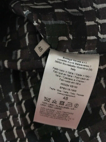 NWT $790 Bottega Veneta Linen Dress Shirt Black-Anthracite S ( 48 Eu ) Italy