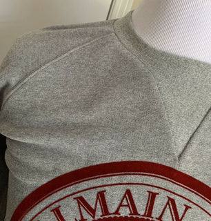 Neu $795 Balmain Herren-Pullover mit Rundhalsausschnitt, Grau, Größe L