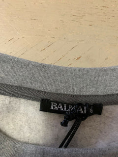 Neu $795 Balmain Herren-Pullover mit Rundhalsausschnitt, Grau, Größe L