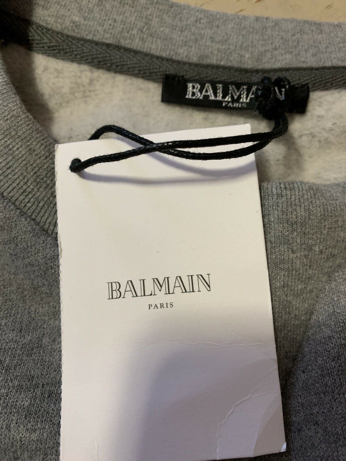 New $795 Balmain Mens Crewneck Sweater Gray Size L