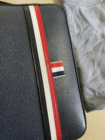 New $990 Thom Browne Men Stripe Detail Leather Toiletry Kit bag Italy