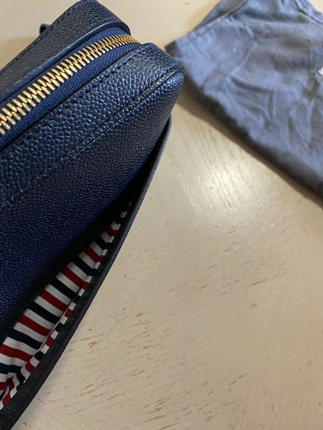 New $990 Thom Browne Men Stripe Detail Leather Toiletry Kit bag Italy