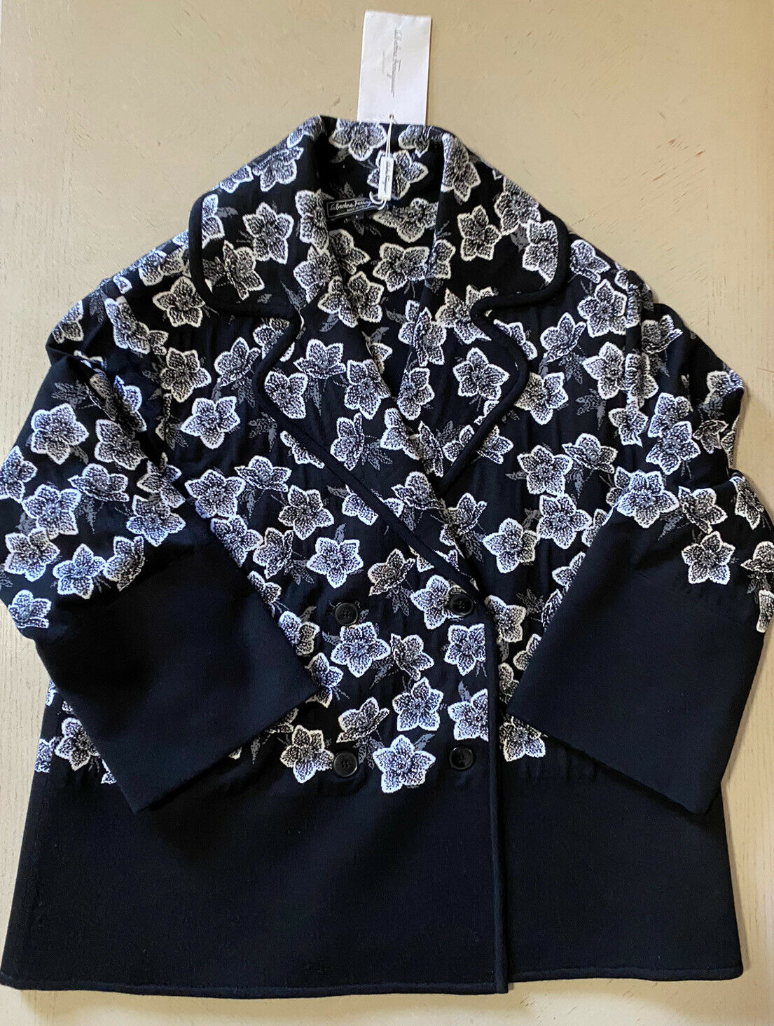 New $1790 Women’s Jacket Blazer Black/White Size L  Made in Italy