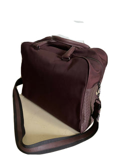 New $2750 Bottega Veneta Men Leather/Canvas Travel Bag Burgundy Italy